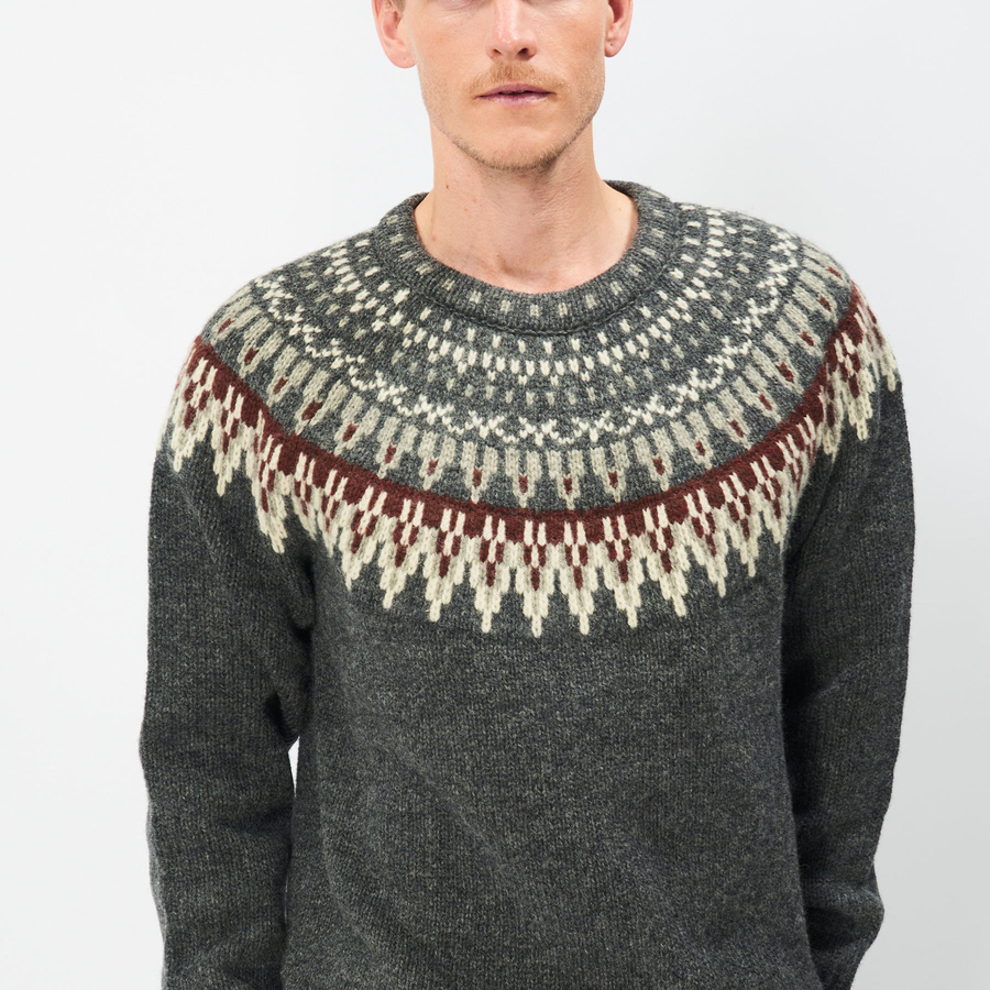【BAON】[unisex] Beos wool quilted jumper Birk - White Noise - Off-white cable knit jumper with long