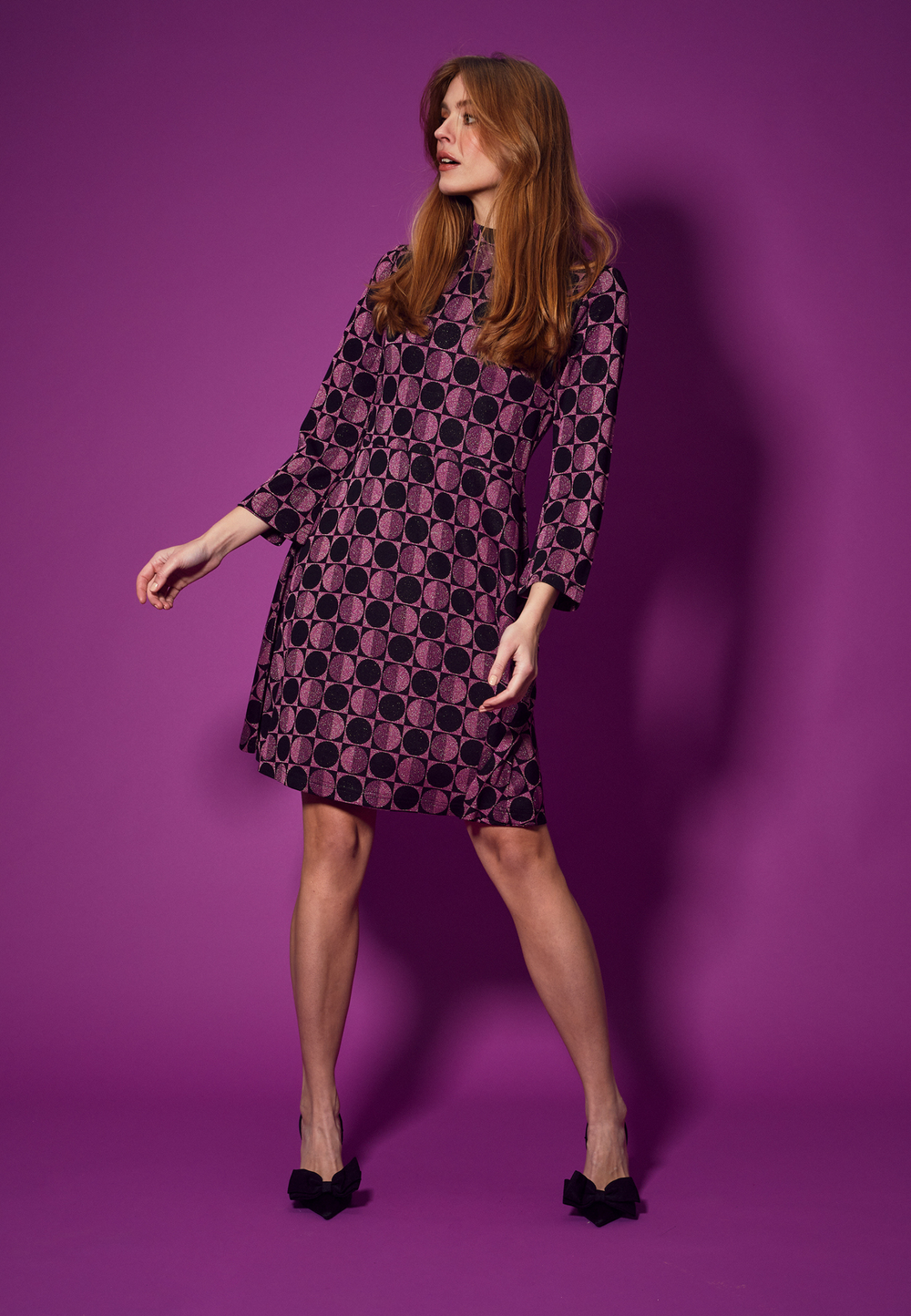 【SIENNE】 Phoebe Flared Dress / 追跡付 Belted Tunic Flare Dress in Lacecap – Poppy and Pink