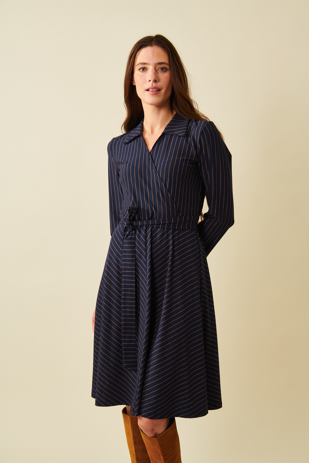 Dorothea Dress – Striped Viscose Wrap Dress | Jumperfabriken