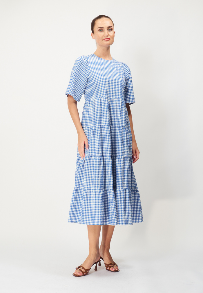 Gingham Check Seersucker Dress – Timeless & Relaxed Fit